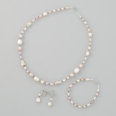 淡水パールデザインネックレス3点セット イヤリング