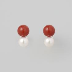 K14WGさんご・アコヤ真珠ピアス