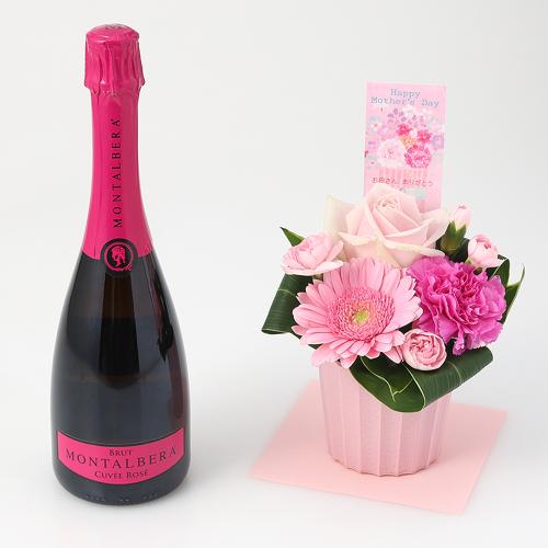 【母の日】アレンジ＆スパークリングワイン ロゼ