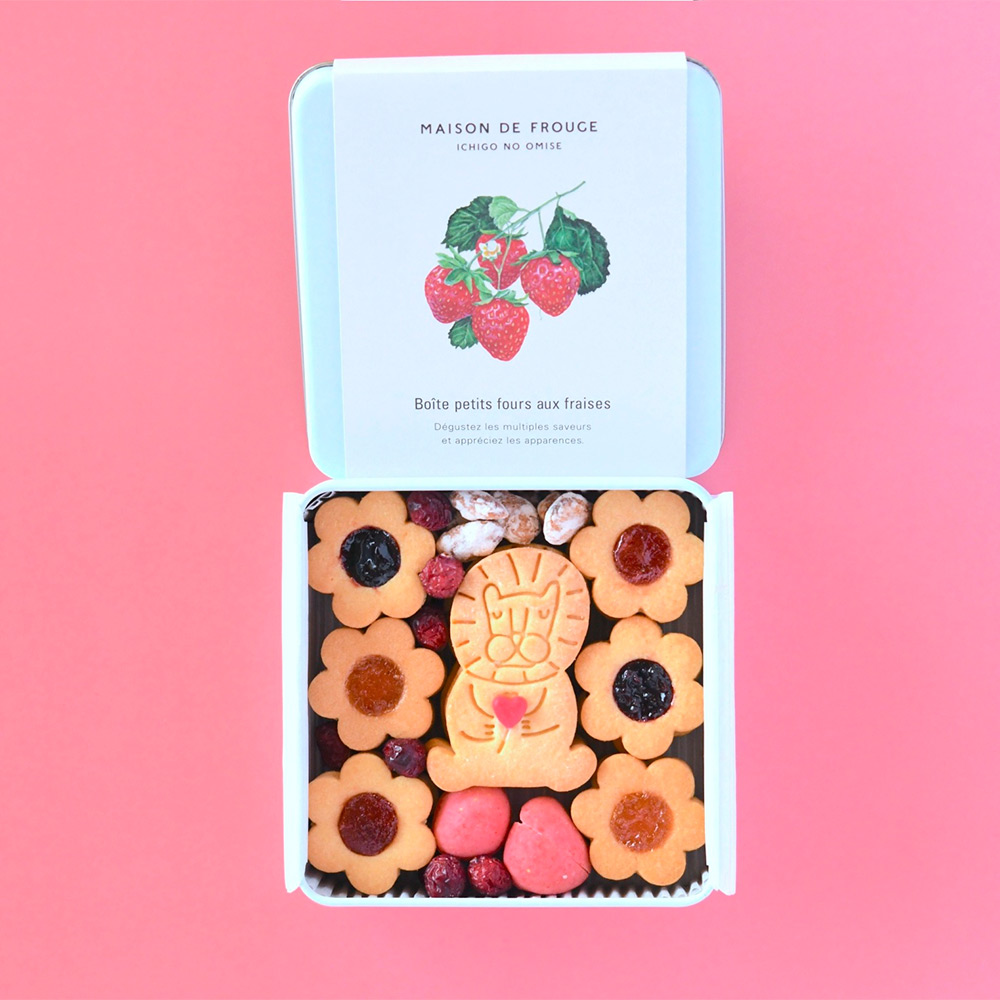 【母の日】ライオン＆お花の苺サブレ缶