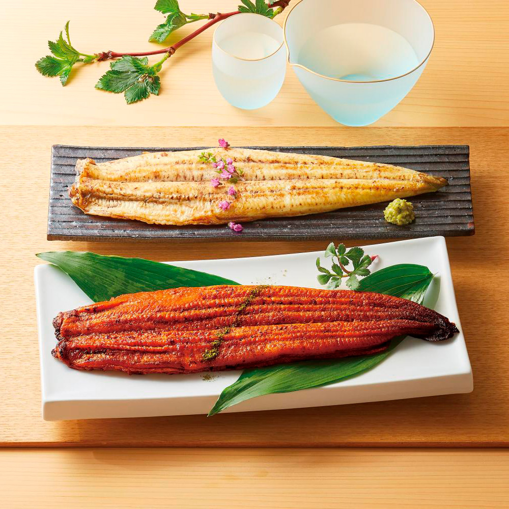 【母の日】＜愛知・一色町 三河水産加工＞愛知三河一色産　紅白一本うなぎ蒲焼（蒲・白焼各1本）