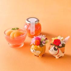 【母の日】山形県産白桃のゼリーとアニマルプリザ