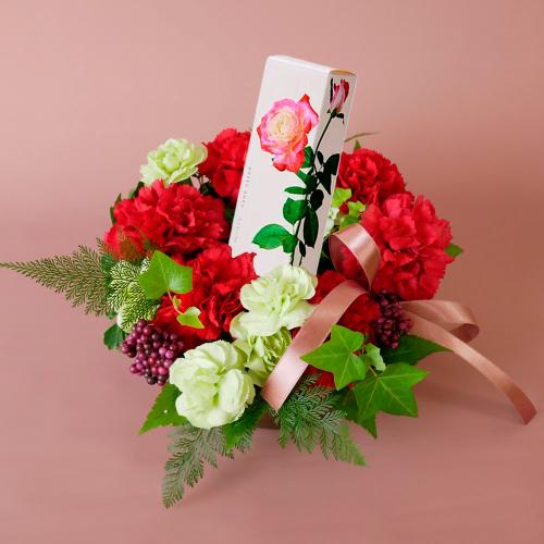 【母の日】生花アレンジメント＆Hand Cream set Red