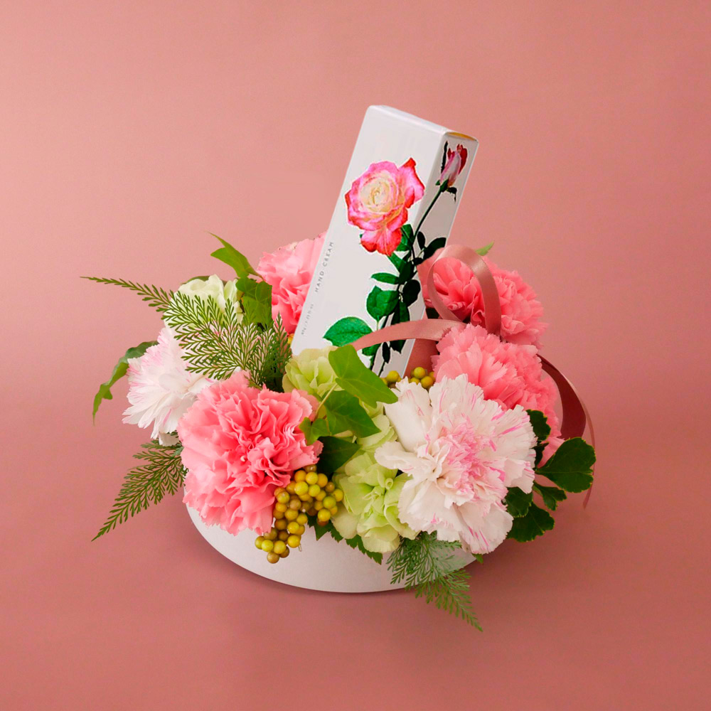 【母の日】生花アレンジメント＆Hand Cream set Pink