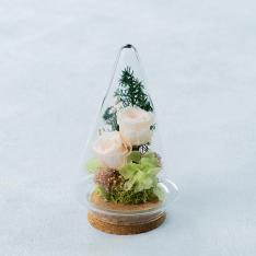 クリスマスグラスドーム プリザーブドフラワーホワイト