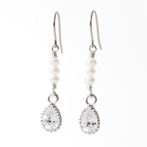 【高島屋限定】淡水パール・キュービックジルコニア ピアス