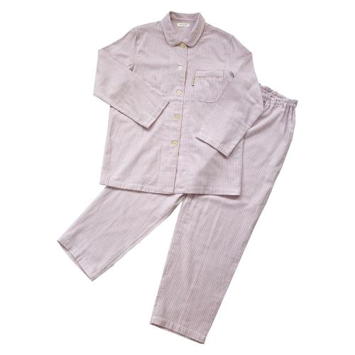 二重ガーゼストライプ ナイトウェア（ピンク） M→L