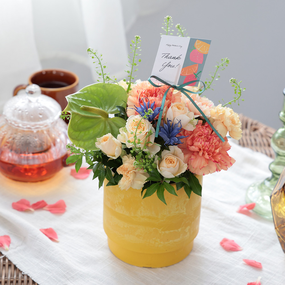 【母の日】生花アレンジメント「タルトオランジュ」M