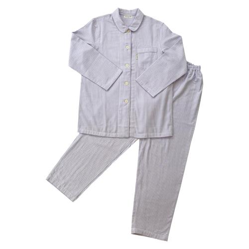 二重ガーゼストライプ ナイトウェア（パープル） M→L