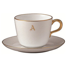 モーニングカップ＆ソーサー　ゴールドライン　イニシャル入り（名入れ）