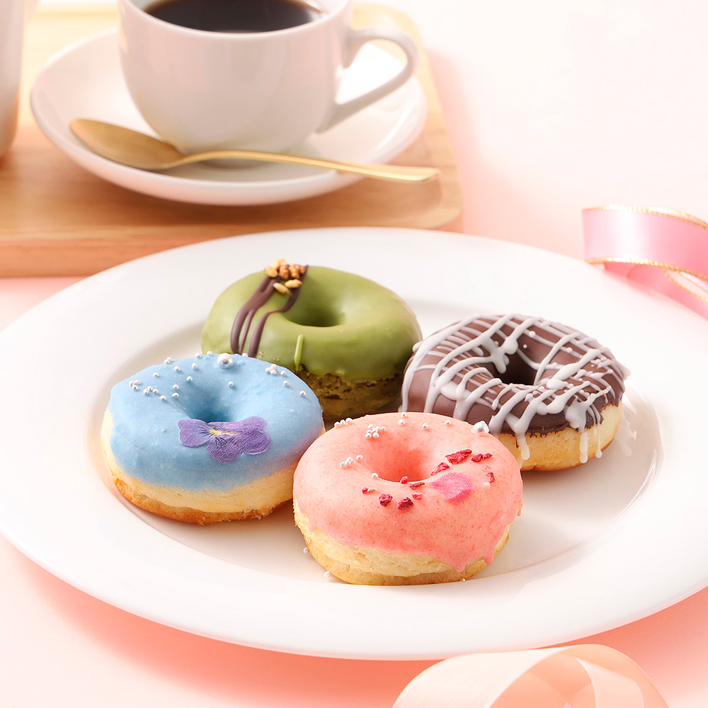 【母の日】グルテンフリー・オールプラントベース岡山県産コシヒカリ100％の新食感デコドーナツ4個セット （2026春限定）