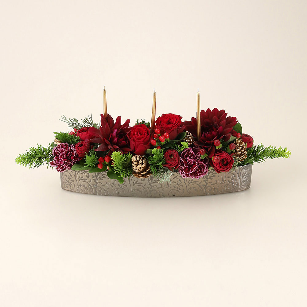 【クリスマス】フラワーアレンジメント「キャンドルノエル」