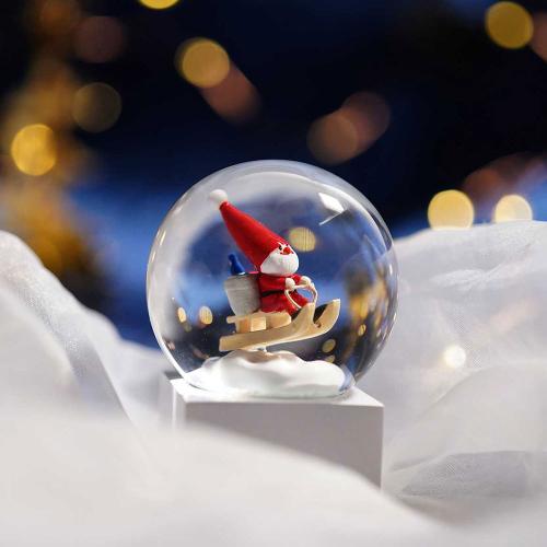 クリスマス スノードームミニ そりに乗ったサンタ