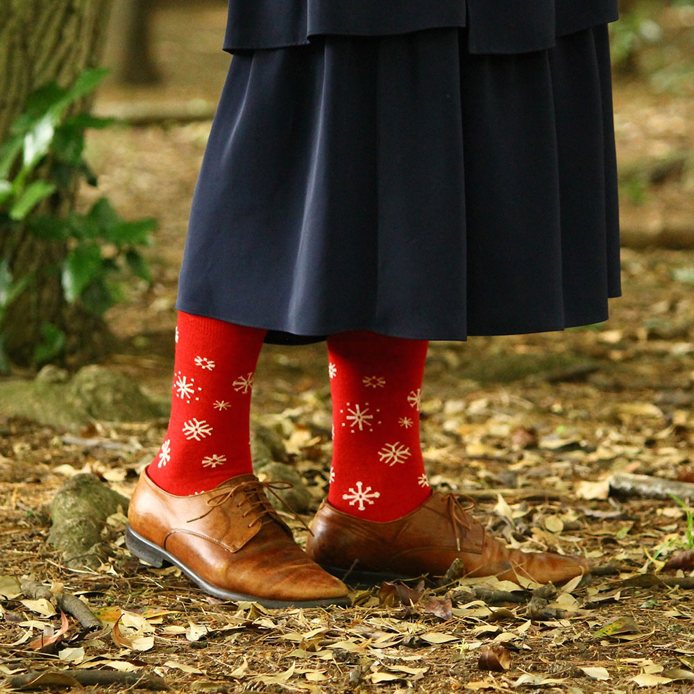 ソックス スノースター（レッド／グレー）