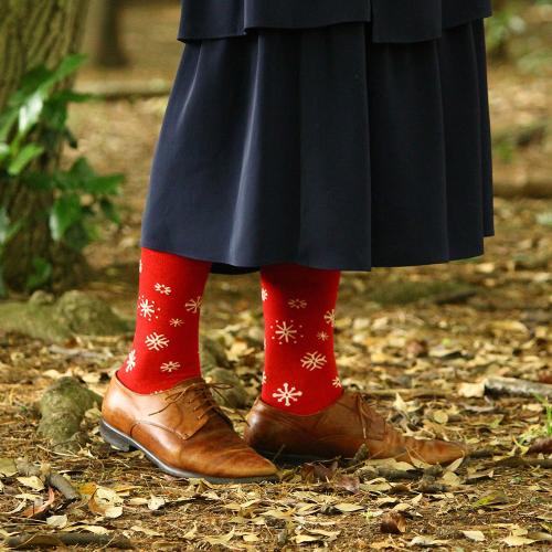 ソックス スノースター（レッド／グレー）