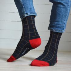 ソックス ルース（ネイビー／コーラル）