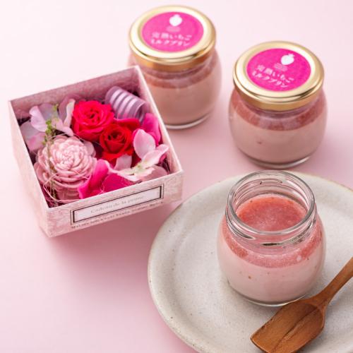 【母の日】完熟いちごミルクプリン＆プリザーブドフラワー