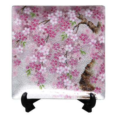 七宝焼　フラワーアート 高級　2セット 七宝焼き 飾皿 06富士桜 | 飾皿 角形 | 伝統工芸品・和風記念品