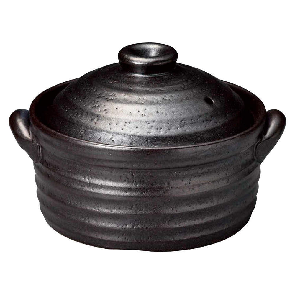 ＜四日市萬古焼＞黒釉メタルIH ご飯釜 2→3合炊き