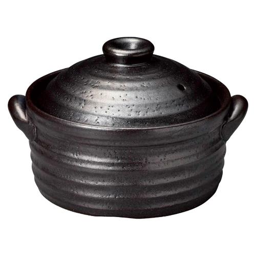 ＜四日市萬古焼＞黒釉メタルIH ご飯釜 2→3合炊き