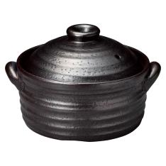 ＜四日市萬古焼＞黒釉メタルIH ご飯釜 2→3合炊き