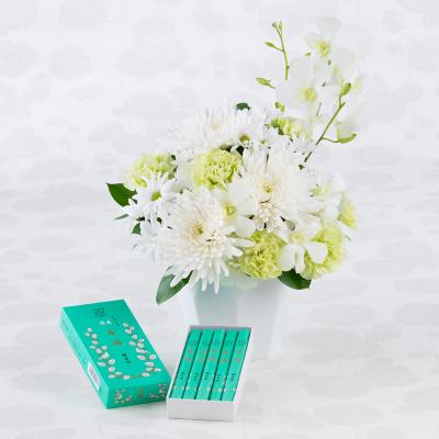 生花 供花アレンジ「花優」＆鳩居堂 線香「白鳩」