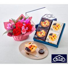 【母の日】生花 アレンジ「花てまり」＆榮太樓總本鋪あんみつ