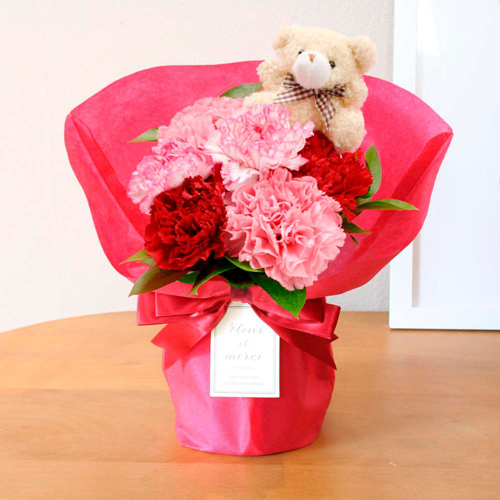 【母の日】スタンディングブーケ　レッドピンク