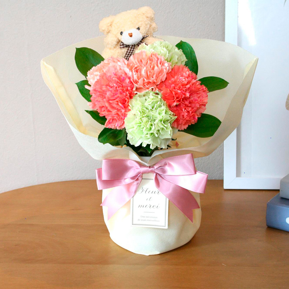 【母の日】スタンディングブーケ　オレンジグリーン