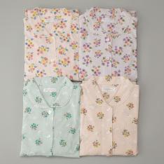 婦人長袖襟付パジャマ2点セット M→L