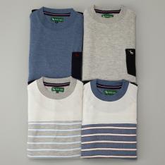 紳士長袖丸首パジャマ2点セット M→L