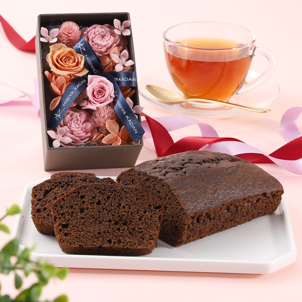 【母の日】プリザーブドフラワー＆ショコラケーキ