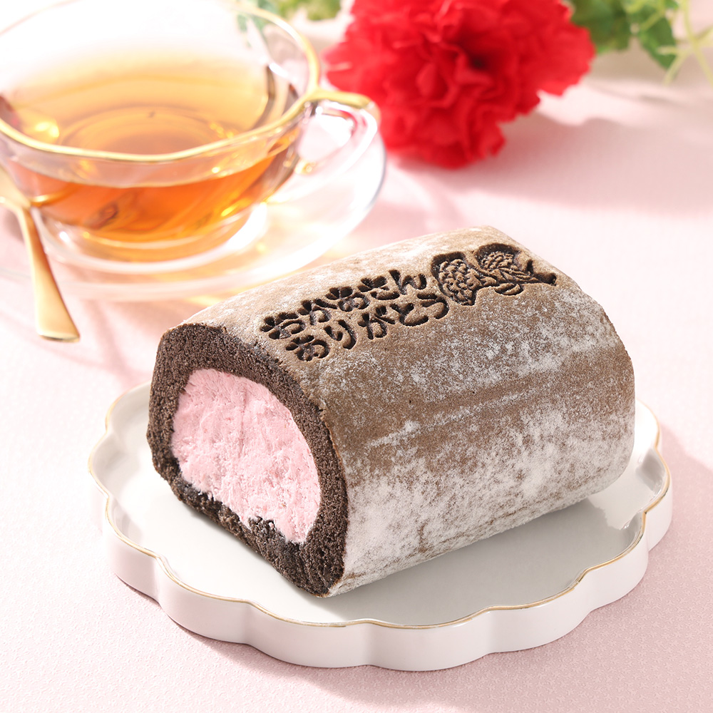 【母の日】母の日焼印入ココア苺スターハーフロール