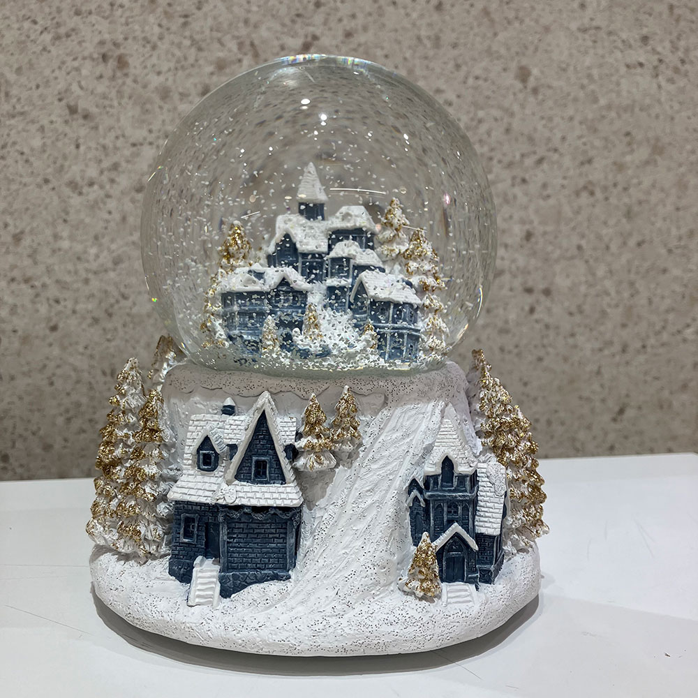 ハウス型のスノードーム／オルゴール付