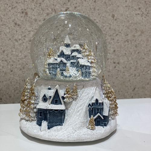 ハウス型のスノードーム／オルゴール付