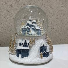 ハウス型のスノードーム／オルゴール付