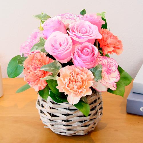 【母の日】生花アレンジHAPPYMOMMY橙ピンク