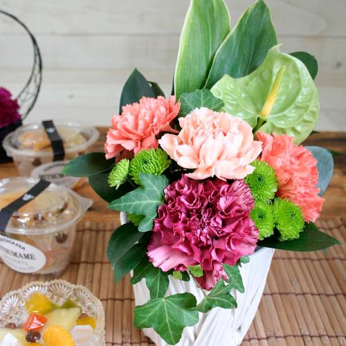 【母の日】生花アレンジ＆YOKOHAMA蜜豆2個