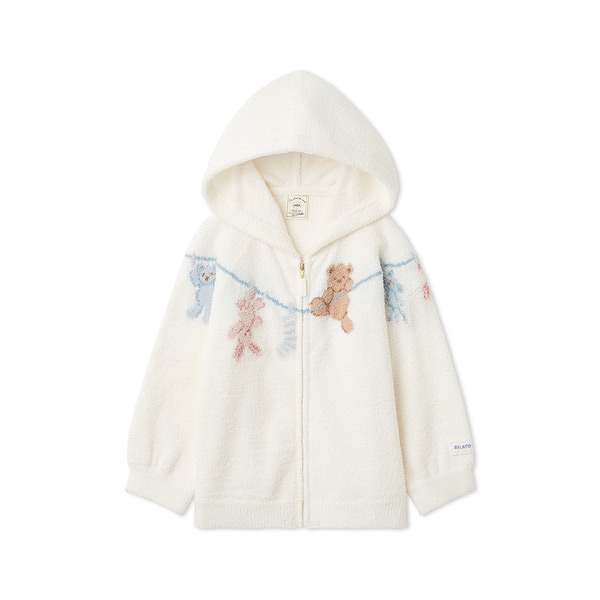 ［KIDS］エアリーモコウォッシングアニマルジャガードパーカ 90→120