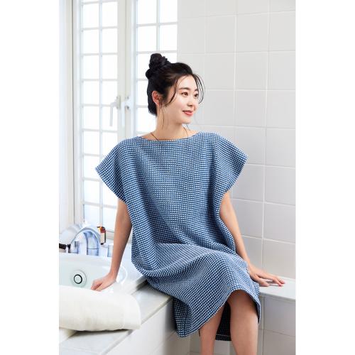 サラ　ワッフルバスドレス　ブルー