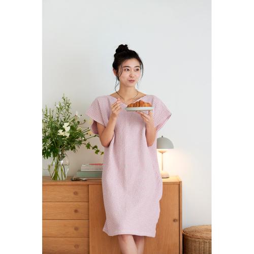 サラ　ワッフルバスドレス　ピンク