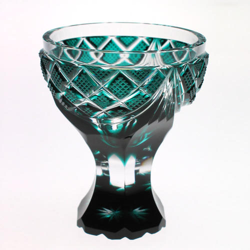 島津薩摩切子　馬上杯（緑）