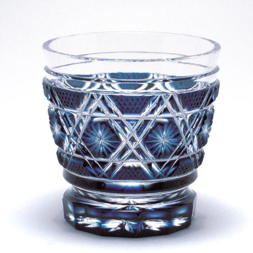 島津薩摩切子 焼酎オンザロックグラス C-01(藍)