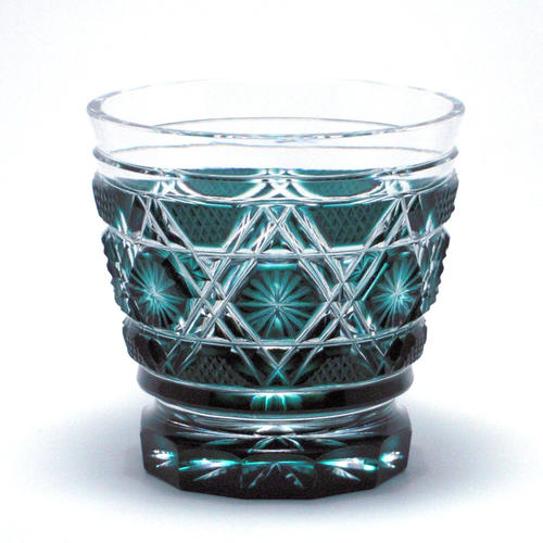 島津薩摩切子 焼酎オンザロックグラス C-01(緑)