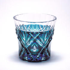 島津薩摩切子　二色冷酒杯 C-251（瑠璃緑）