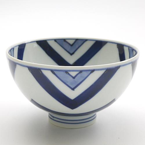 青花　江戸紋　3.8寸丸飯碗