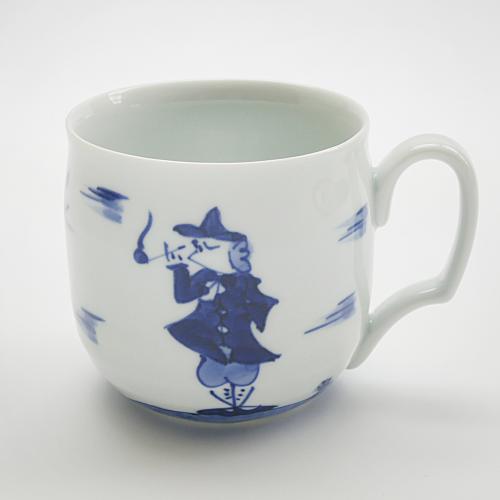 青花　二人異人　フリーマグカップ