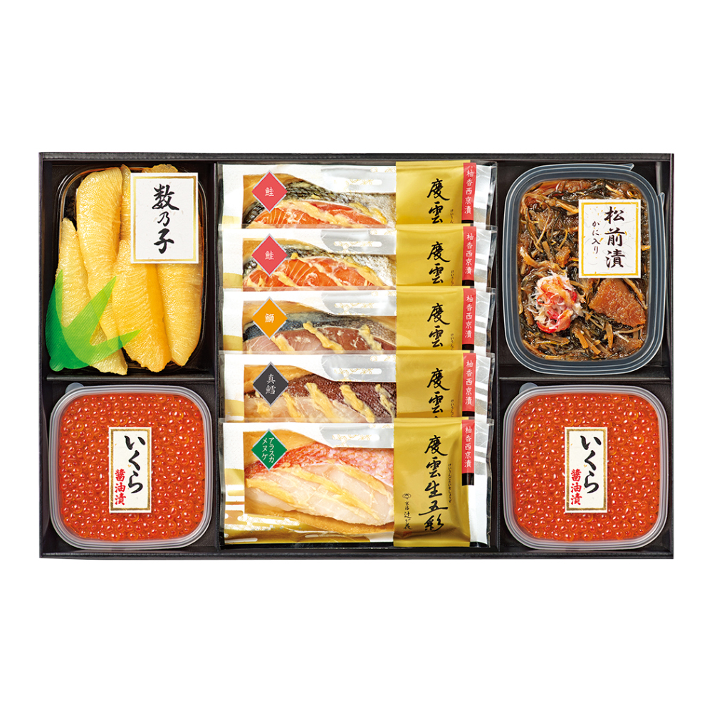 〈京都・辻が花〉柚香西京漬・松前漬・味付け数の子・いくら醤油漬