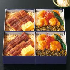 料亭の個食膳（海老南蛮膳・国産煮あなご膳）