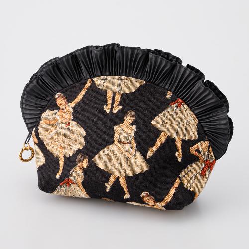 ゴブランフリルポーチ（バレエ×黒）